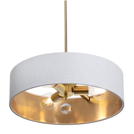 Afx Celine Pendant, 18'', Satin Brass Finish, White/Gold Shade CLNP18MBSB-WHGD